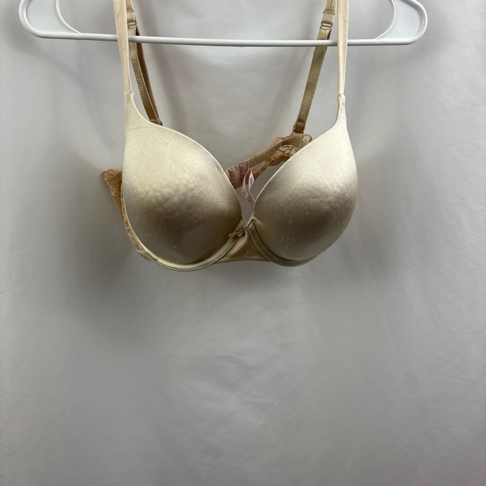 Victoria Secret Bra 36DD Demi Angels Lined Demi Beige Lace - Picture 5 of 11